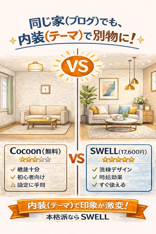 WordPressテーマの比較：Cocoon（無料）vs SWELL（有料）、内装で別物に