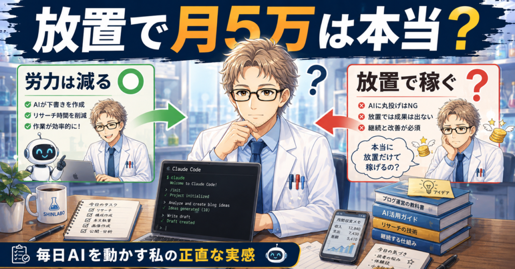 AIで放置して月5万は本当？毎日AIを動かす私の正直な実感