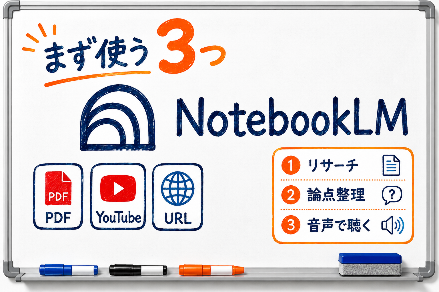 NotebookLMの3つの使い方(PDF・YouTube・URLを読み込んでリサーチ・論点整理・音声で聴く)